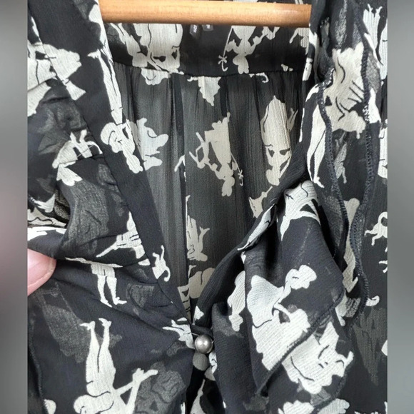 HD in Paris Anthropologie Long Sleeve Chiffon Top, 8 Ruffles Whimsical Romantic - Picture 2 of 11